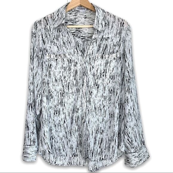 Express The Portofino Shirt in Black & White - Picture 1 of 9